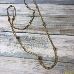 Double strand Monet Station Gold Tone Necklace‎ 36" Chain Statement